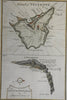 Tenerife Canary Islands 1753 map Atlantic Santa Cruz coastal plan scarce