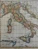 Italy Italia 1782 Bonne attractive engraved map w/ lovely hand color