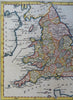 England & Wales United Kingdom c.1770 decorative Kitchin engraved hand color map