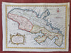 Martinique Caribbean Island Fort-de-France 1762 T. Kitchin scarce hand color map