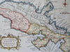 Martinique Caribbean Island Fort-de-France 1762 T. Kitchin scarce hand color map