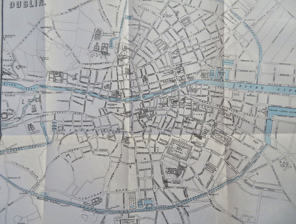 Dublin Ireland 1874 uncommon Detailed Tourist city plan map hand colored