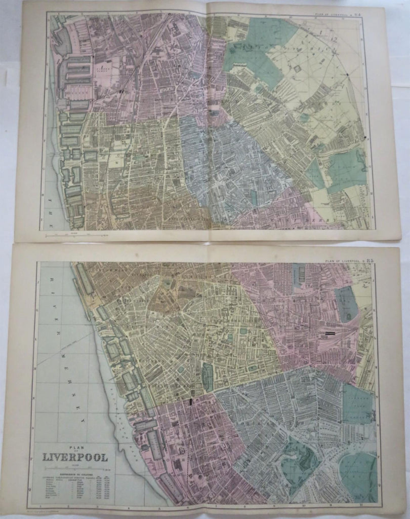 Liverpool England United Kingdom 1895 Bacon two sheet detailed city plan