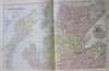 Scotland United Kingdom Edinburgh Glasgow Aberdeen 1895 Bacon three sheet map