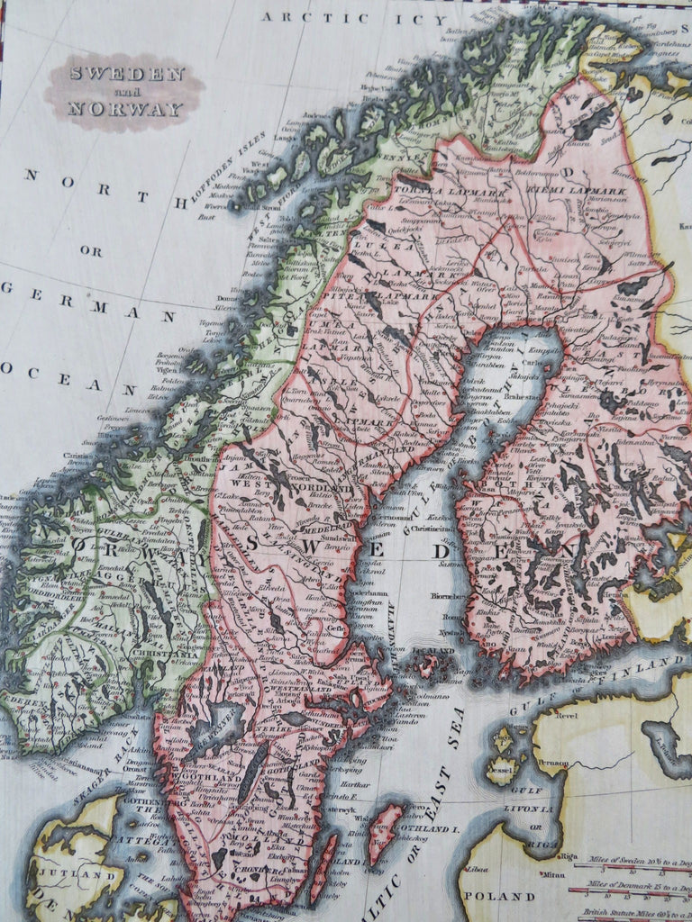 Sweden Norway Finland Scandinavia Jutland Gotland Oslo Stockholm 1844 Walker map
