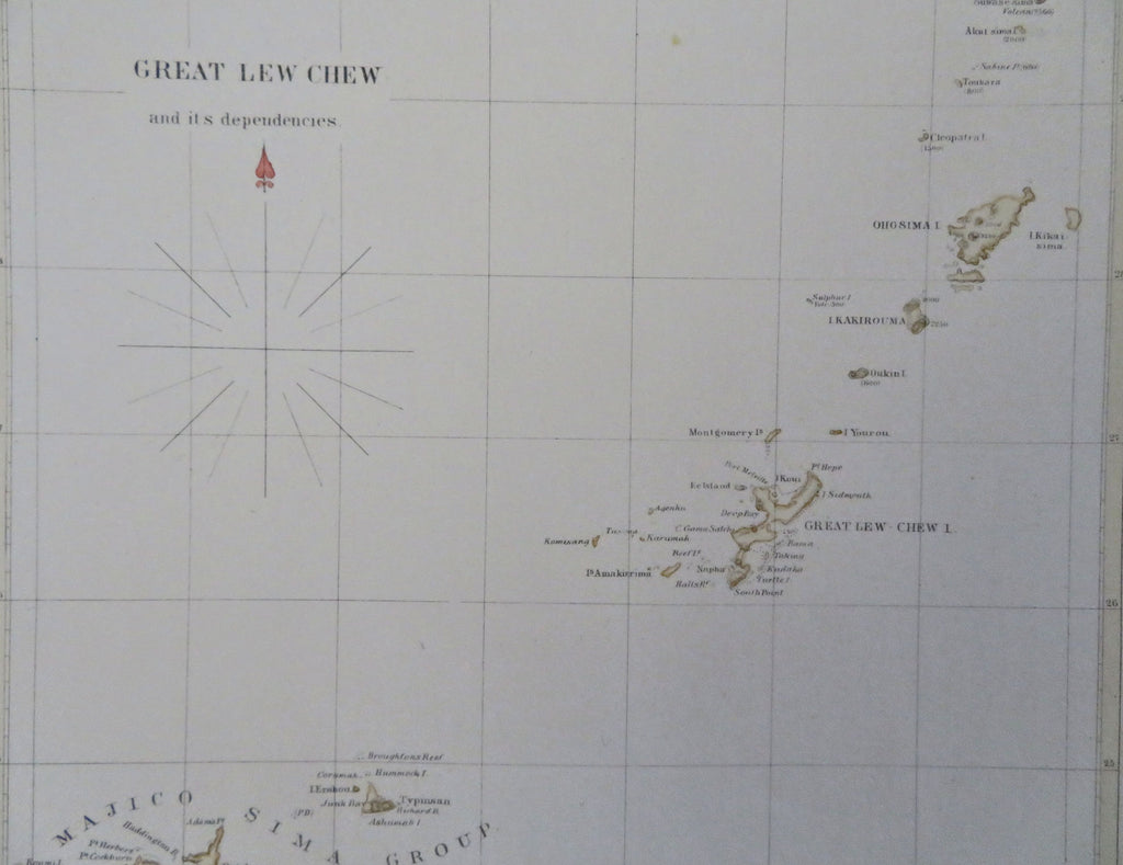 Ryukyu Kingdom Okinawa Amami Islands Sakishima Islands 1850's map