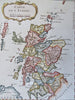Kingdom of Scotland Edinburgh Aberdeen Glasgow Orkneys c. 1760 hand color map