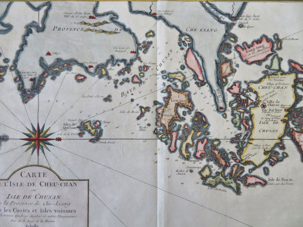 Zhoushan Island China Zhejiang Province Chusan c. 1749-50 Bellin hand color map