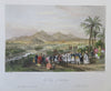 Nanjing China Pagodas City Walls Procession c. 1850 engraved city view print