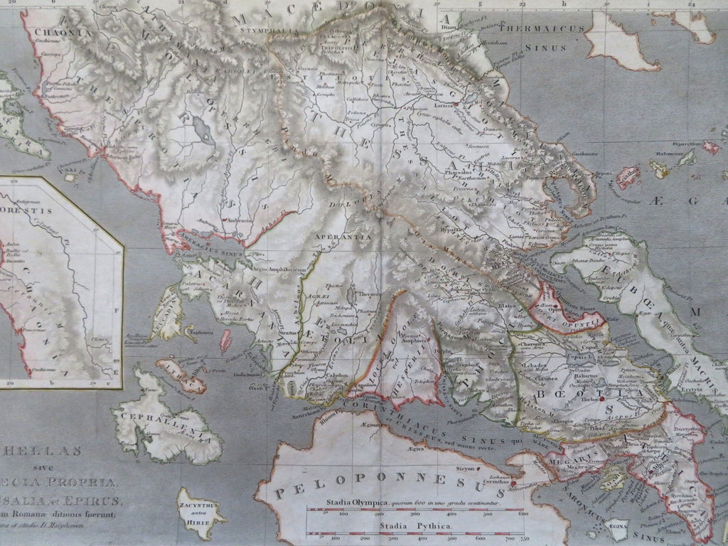 Ancient Greece Hellas Boeotia Attica Euboea Athens Delphi 1806 Tanner hc map