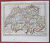 Switzerland Zurich Geneva Bern Basel 1796 Doolittle engraved map w/ hand color