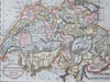 Switzerland Zurich Geneva Bern Basel 1796 Doolittle engraved map w/ hand color