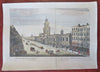 Royal Exchange London Street Scene Architectural View c. 1790 engraved print