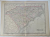 North & South Carolina Charleston Raleigh Cape Fear 1889 Bradley large map