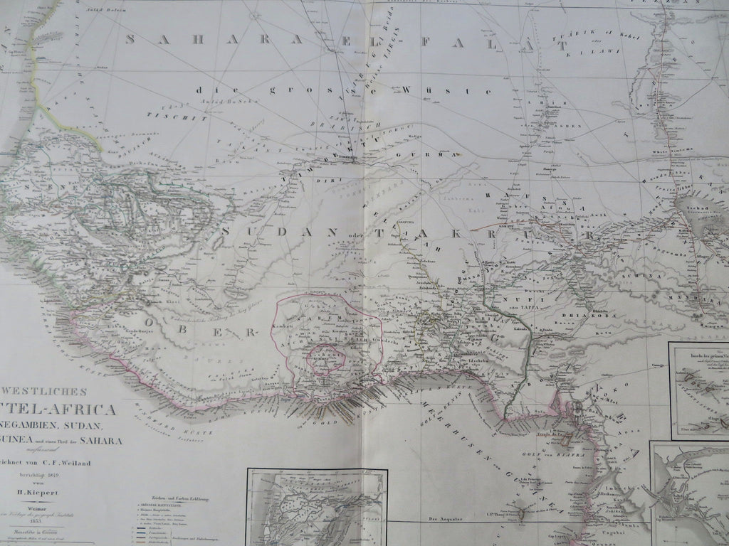 Western Africa Gulf of Guinea Senegal Gambia Dahomey 1853 Detailed German Map
