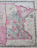 Minnesota & The Dakotas Lake Superior 1862 Johnson & Ward map scarce Issue