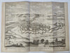 Casale Monferrato Italy c. 1740 Basire engraved fortified city birds-eye view