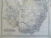 Eastern Australia New South Wales Queensland 1865 Johnston large folio map