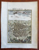 Madrid Spain detailed City Plan 1683 Mallet charming miniature hand colored map