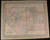 Nevada & Utah detailed 1872 fine old vintage antique lithograph hand color map