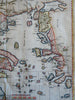 Ancient Greece Thucydides places 1721 Hobbes Taylor rare large hand colored map