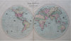 World Map in Double Hemispheres Sailing Ships 1873 Dower large map