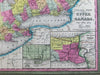 Upper Canada Great Lakes Niagara Falls Huron Erie Ontario 1850 antique color map