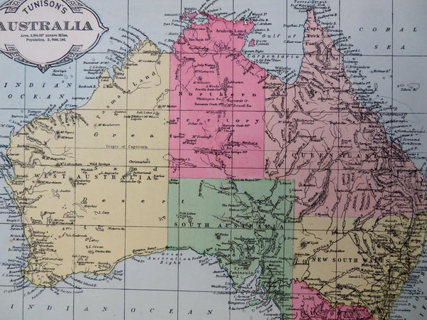 Australia Victoria New South Wales Queensland West Australia 1892 Tunison map