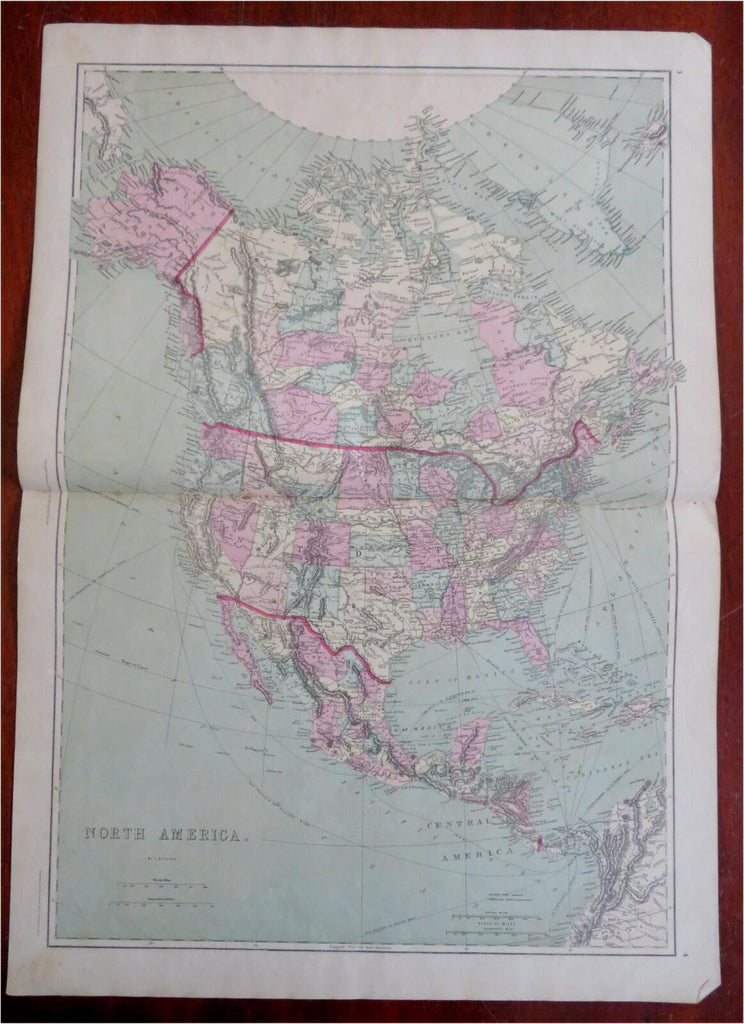 North America United States Mexico Canada Caribbean Sea 1873 William large map