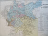 German Empire Prussia Bavaria Saxony Westphalia c. 1870 Jacobs engraved map