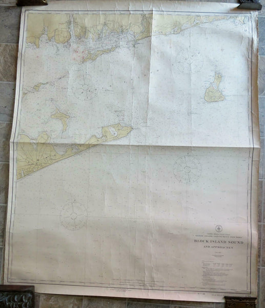 Block Island Sound & Approaches Rhode Island 1920 huge navigational chart