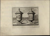 Garden Statuary Urns Vases c.1730's French Rococo style leisurely 2 old prints