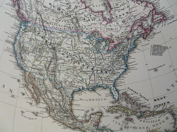North America United States Canada Mexico Caribbean 1880 Stulpnagel detailed map