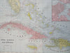 Caribbean Sea Cuba Jamaica Bahamas Havana 1887-90 Cram scarce large detailed map