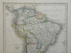 South America Brazil Patagonia Colombia Chile Peru 1840 Dower Mt. Heights map