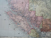 British Columbia Canada Vancouver Island 1912 McNally large detailed map