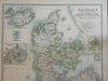 Kingdom of Denmark Jutland Fyn Sjaelland Copenhagen 1905 large detailed map