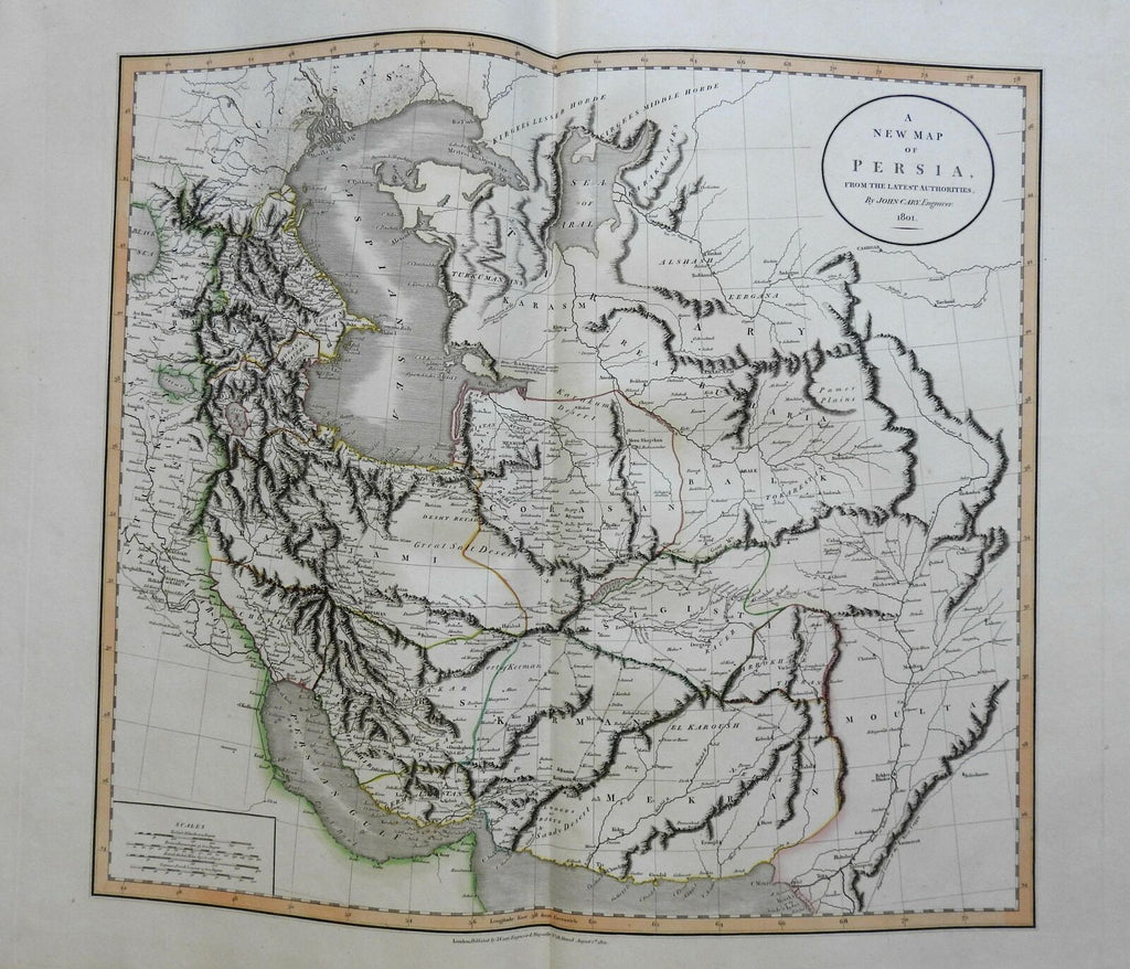 Persia Iran Iranian Plateau Caspian & Aral Seas Persian Gulf 1801 Cary folio map