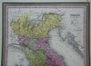 Northern Italy Lombardy Tuscany Papal States Parma Modena 1850 Cowperthwait map