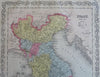 Northern Italy Lombardy Parma Modena Tuscany Papal States 1856 DeSilver fine map
