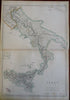 Italy Piedmont Lombardy Papal States Naples Tuscany 1860 Blackie two sheet map