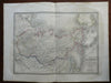 Russian Empire Siberia Asian Possessions 1842 Brue large detailed map hand color
