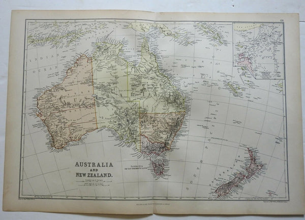 Australia New Zealand Torres Strait New South Wales Oceania 1882 Blackie map