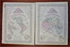 Eastern & Western Hemispheres 1881 Mitchell 2 sheet map