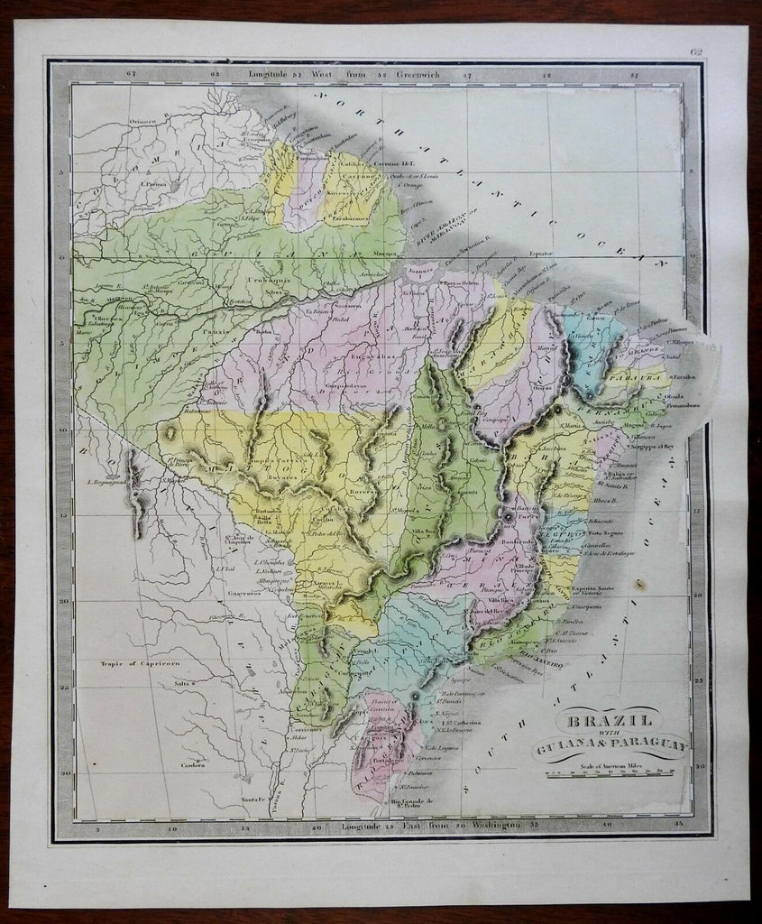 Brazil Paraguay Guyana Suriname French Guyana 1845 Greenleaf map