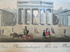 Brandenburg Gate Berlin Germany street scene c. 1840 framed glass print