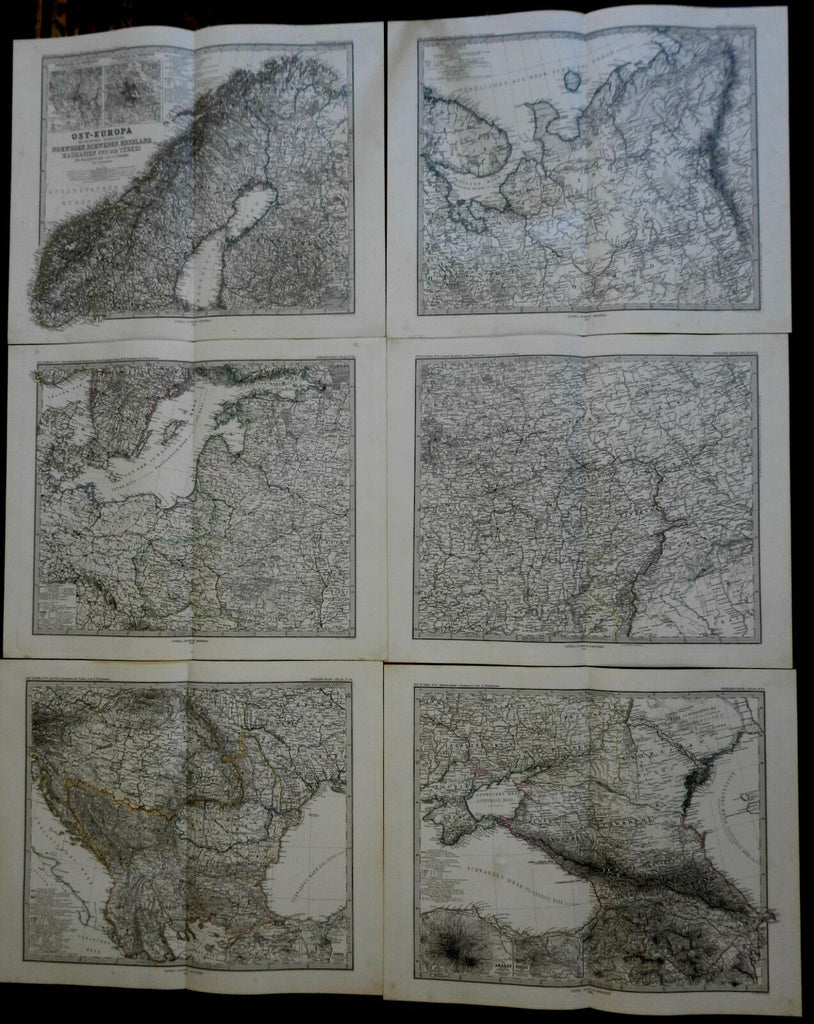 Eastern Europe Russia Scandinavia Ottoman Empire 1875 Stieler 6 sheet wall map