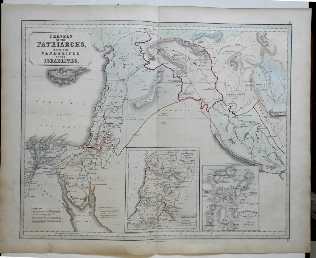 Biblical World Holy Land Canaan Jerusalem Egypt Syria 1855 Philip Historical map