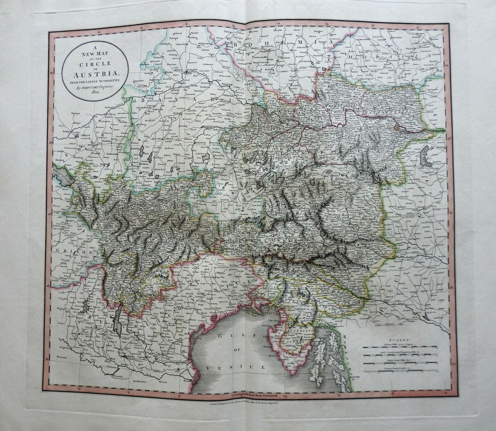 Holy Roman Empire Hapsburg Austria Carinthia Tyrol Istria 1801 Cary folio map