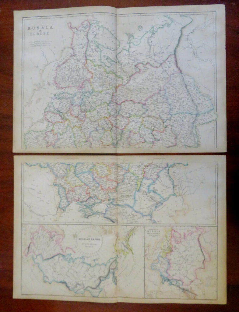 Russia in Europe Ukraine Crimea Poland Finland 1860 Blackie two sheet map